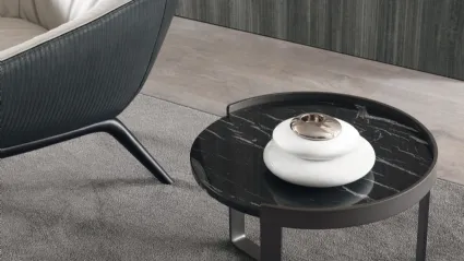 Tavolino rotondo in marmo con base in metallo Ring di Misuraemme