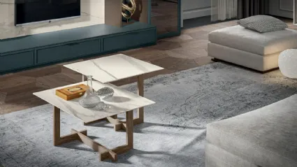 Tavolino Zen Zenith in ceramica con base in legno di Mobilgam