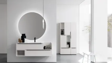 Mobile da Bagno sospeso in laccato bianco opaco B201 BD029 di Compab