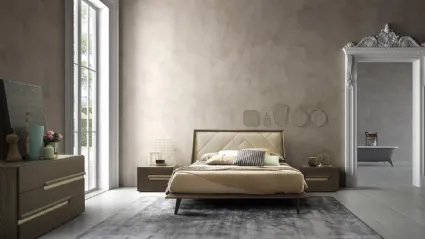 Letto in legno con testiera in pelle trapuntata Cliff di Mobilgam