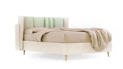 Letto in tessuto con testiera imbottita e contenitore Birdland Wide di Noctis