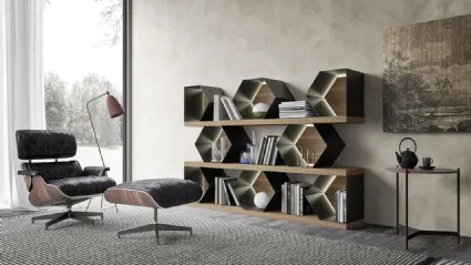 Libreria Horizon Esagoni 977 in legno e metallo di Mobilgam