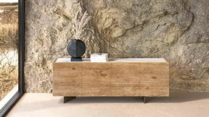 Madia in legno secolare con top in marmo Geode di Nature Design