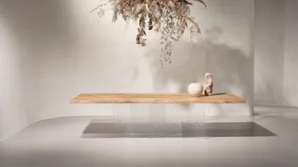 Tavolo Fontana in legno secolare e vetro di Nature Design