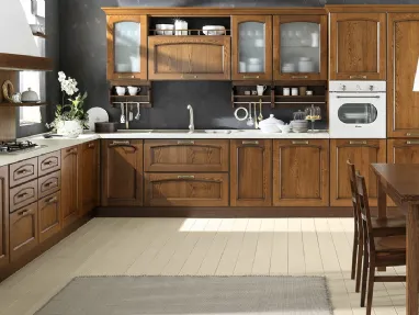 Cucina Classica angolare Memory Noce in legno di Evo Cucine