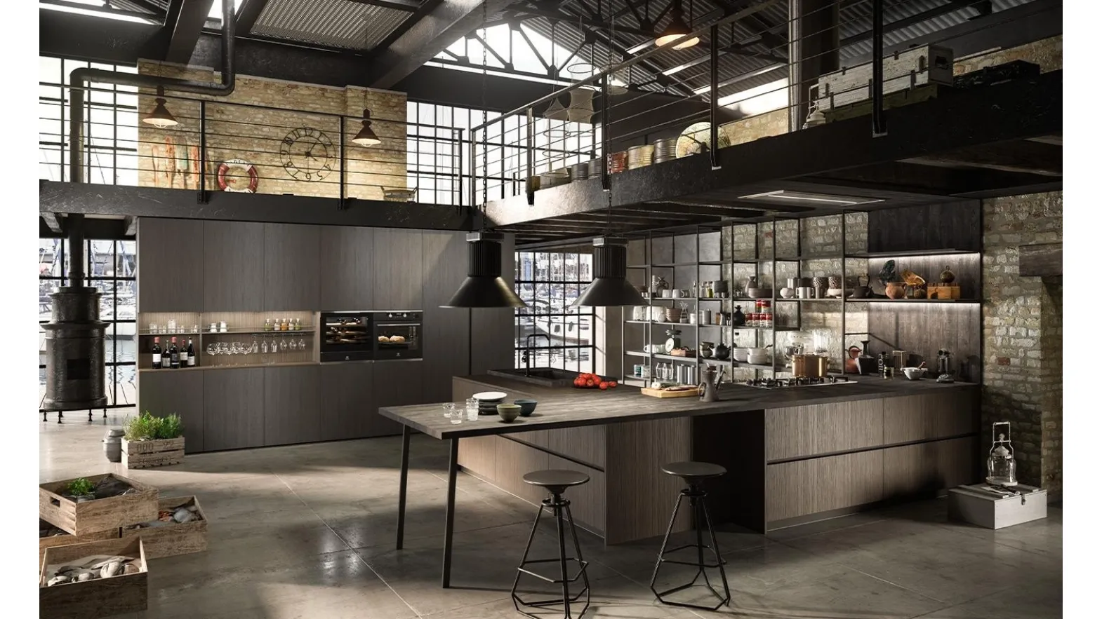 Cucina Design con penisola Industrial Kitchen 03 di Astra