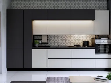 Cucina Moderna lineare Bali Bianco e Carbone di Evo Cucine