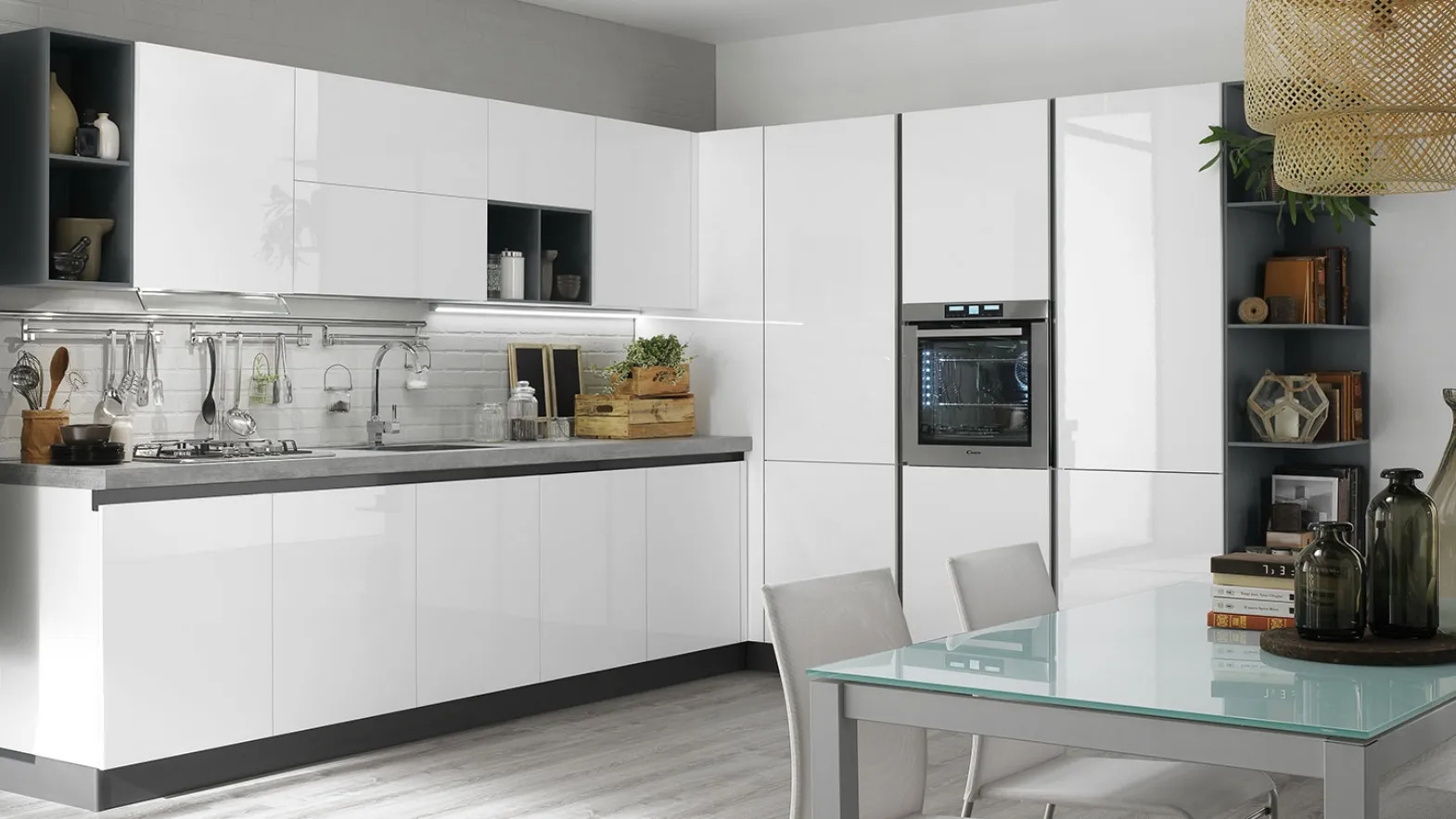 Cucina Moderna Korinna Bianco lucido di Evo Cucine