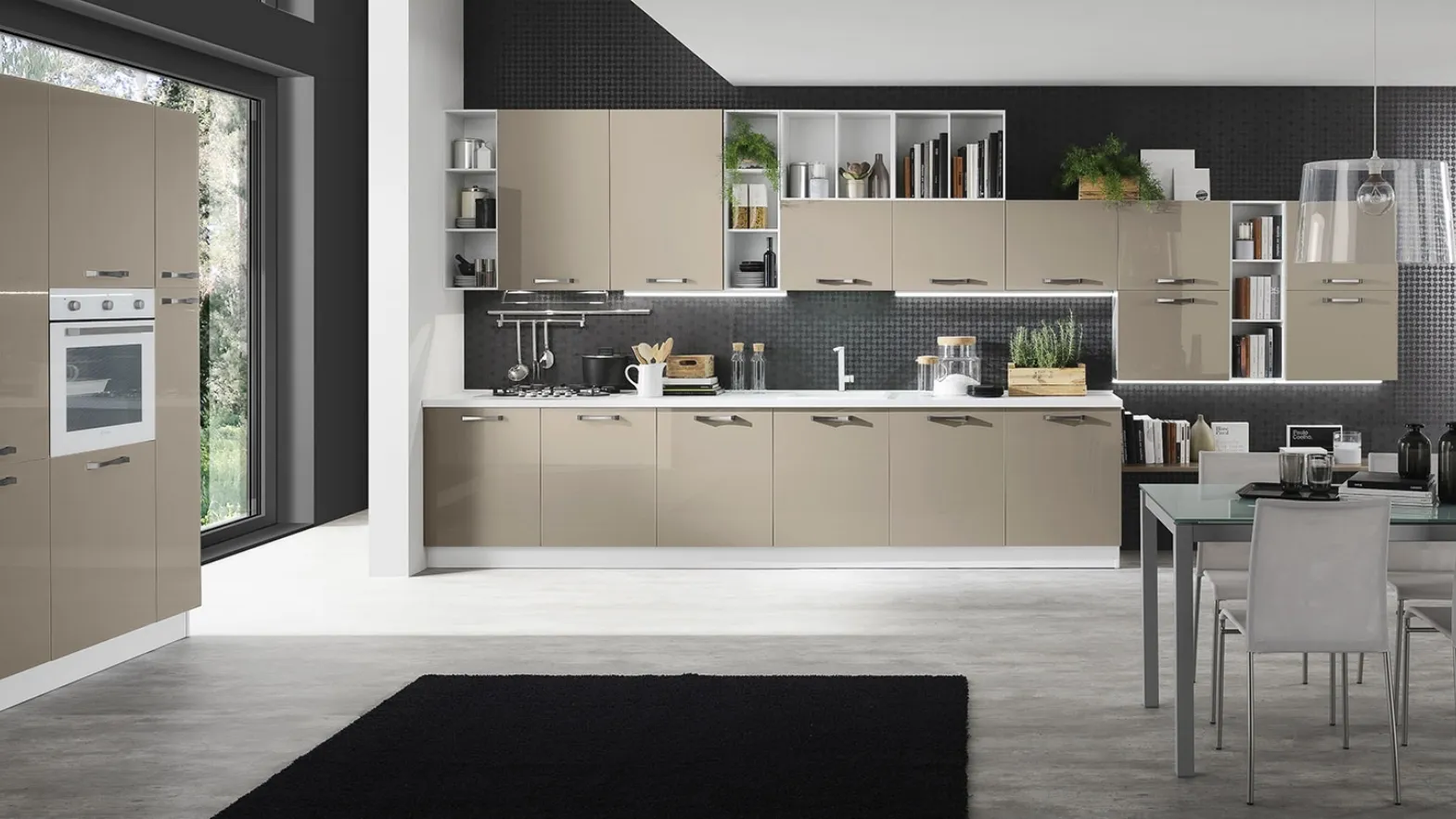 Cucina Moderna Korinna Tortora lucido di Evo Cucine