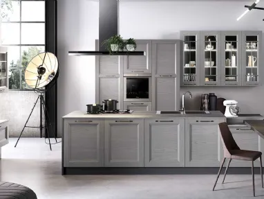 Cucina Moderna con isola Gea in Frassino finitura Grigio Fumo di Evo Cucine