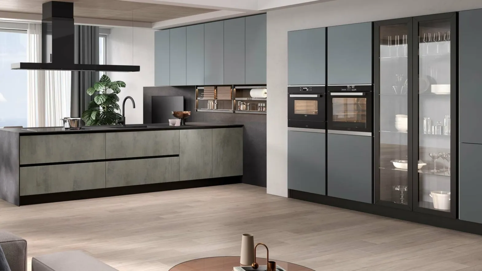 Cucina Moderna Korinna Nube e Cemento di Evo Cucine