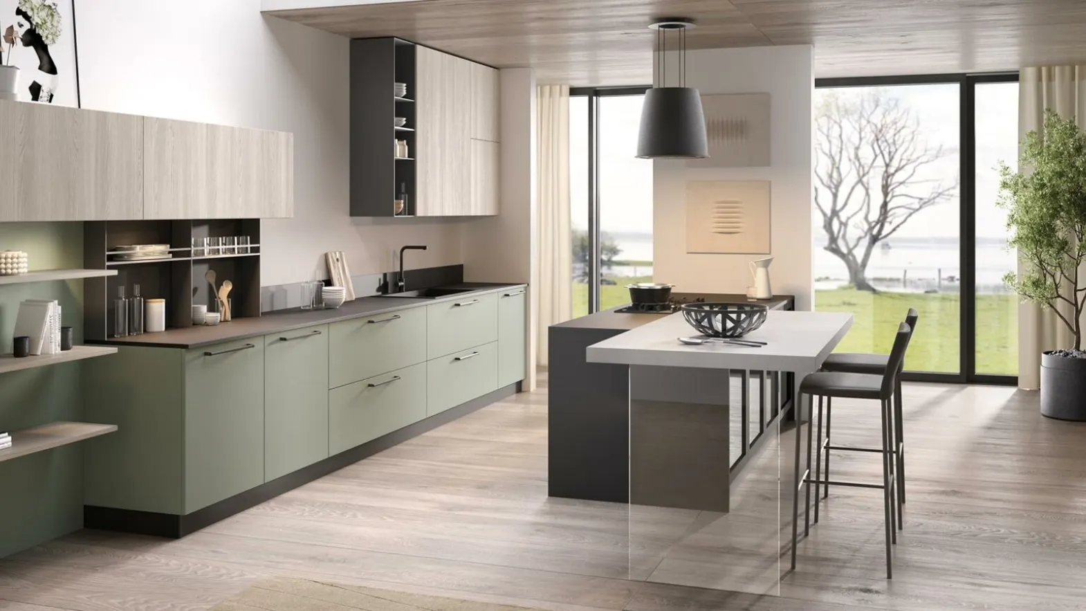 Cucina Moderna Korinna Rovere e Salvia di Evo Cucine