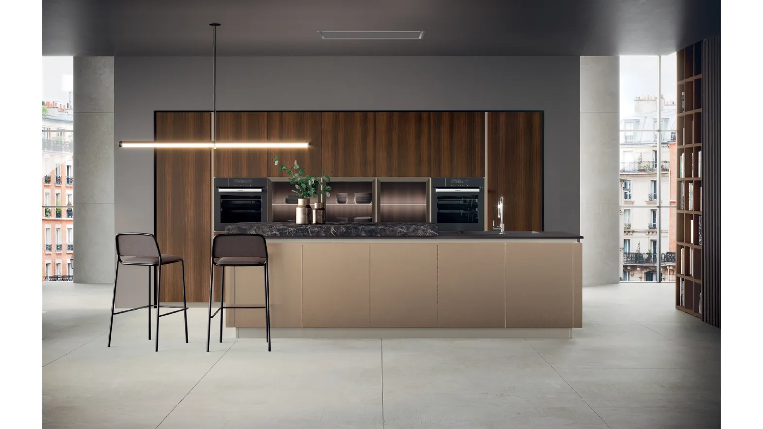 Cucina Moderna Modula Line 02 in laccato e melaminico di Febal Casa