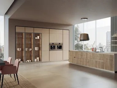 Cucina Moderna con isola Modula Line 04 in melaminico e laccato di Febal Casa