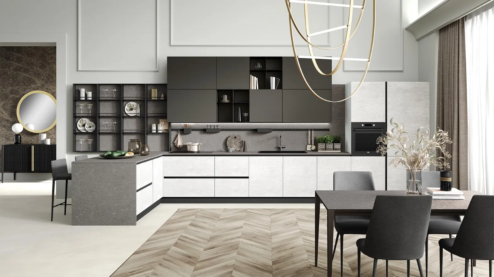 Cucina Moderna Rio Rovere e Fumo di Evo Cucine