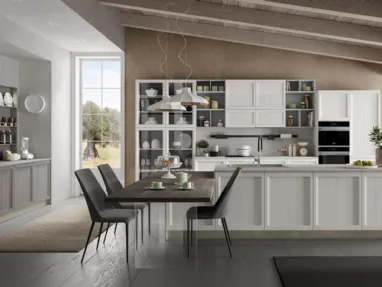 Cucina Moderna Saona in frassino finitura Grigio e Bianco di Evo Cucine