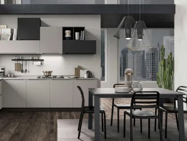 Cucina su misura angolare Carima finitura Grigio e Grafite opaco di Evo Cucine